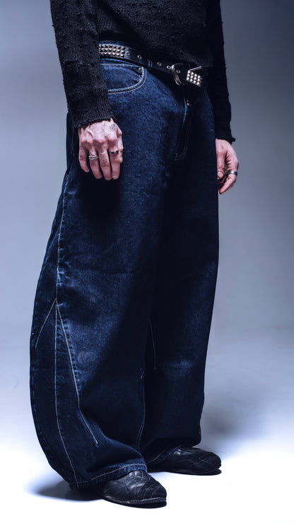 Azurae Jeans side view male model wide leg denim Ombre Montreal