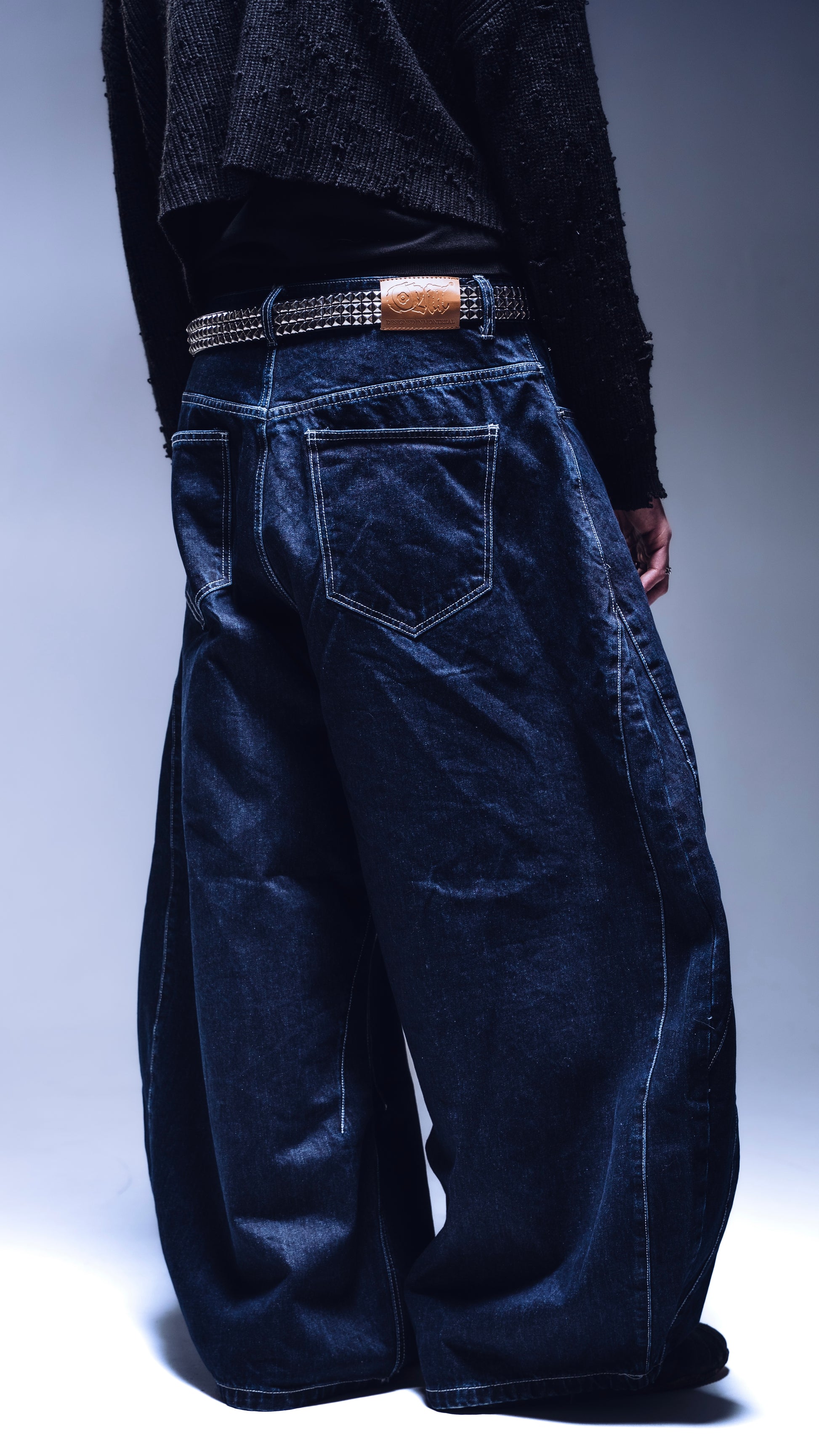 Azurae Jeans back view male model indigo heavyweight denim Ombre Montreal
