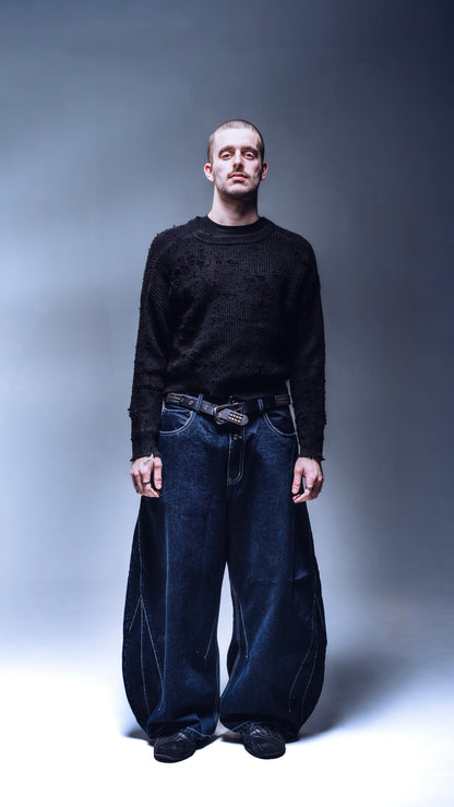 Azurae Jeans full outfit male model dark fashion styling Ombre Montreal